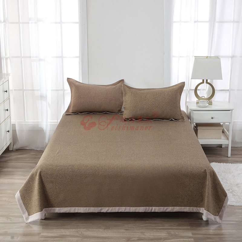 100% Knitted Hemp Material Soft Cooling Spring Summer 3 Pieces Bedding Sheet