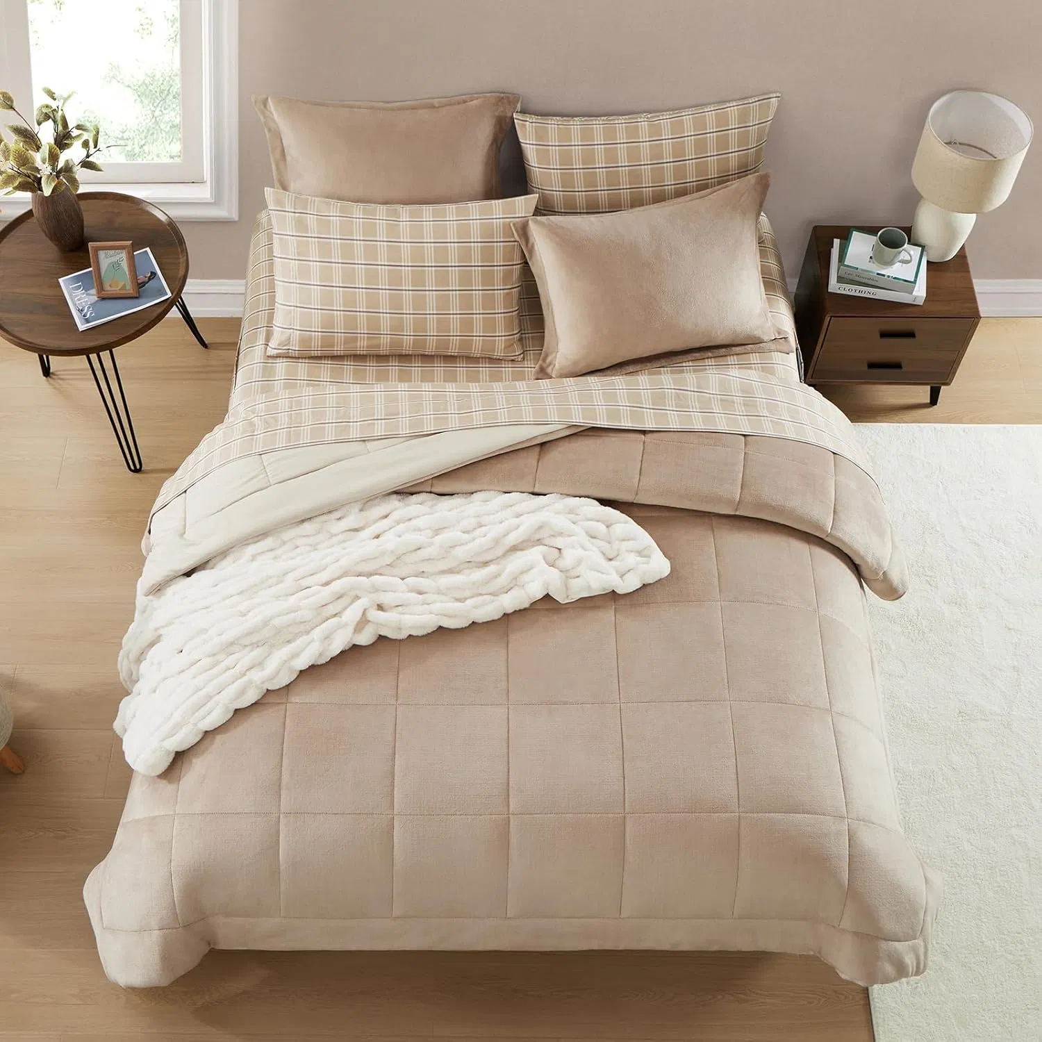 Plush Comforter Set Flannel Velvet Comforter Sets 7 Pieces