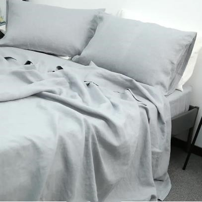 Customized Luxury Pure Linen Bedding Set Natural Color Bed Sheet Set