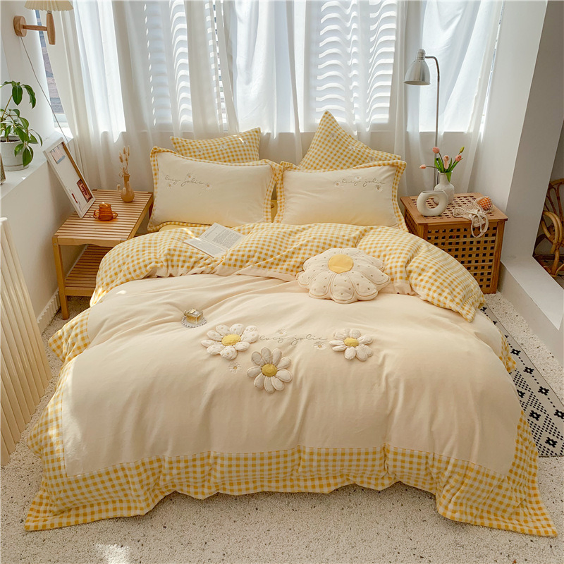 Home Cute Bedding Set Bedspread Duvet Cover Microfiber Bedsheet Fabric