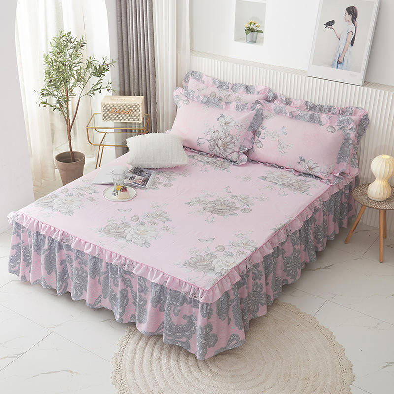 Hot Sale 100% Cotton Bedspread Home Non Slip Full Queen King Size Thicken Ruffle Bed Skirt