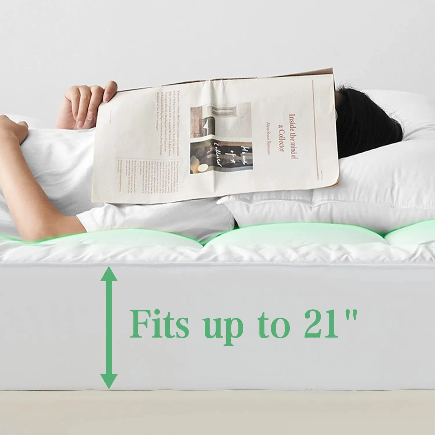 Ultra Soft Filling Mattress Topper Cooling Rayon From Bamboo with Deep Pocket