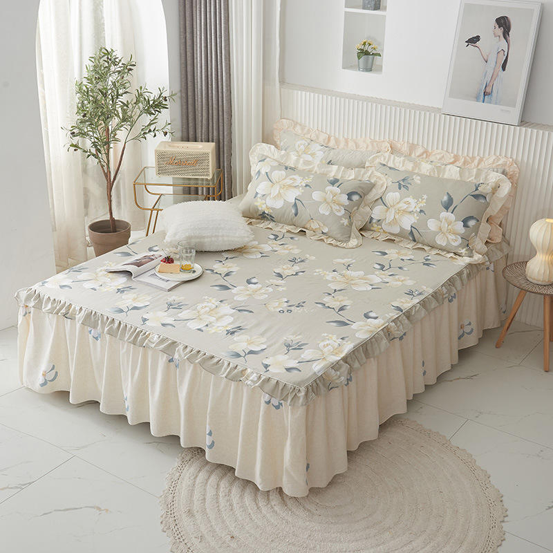 Wholesale Queen King Size Bed Sheet 100% Cotton Ruffles Mattress Cover Skirt Bed Skirt for Home