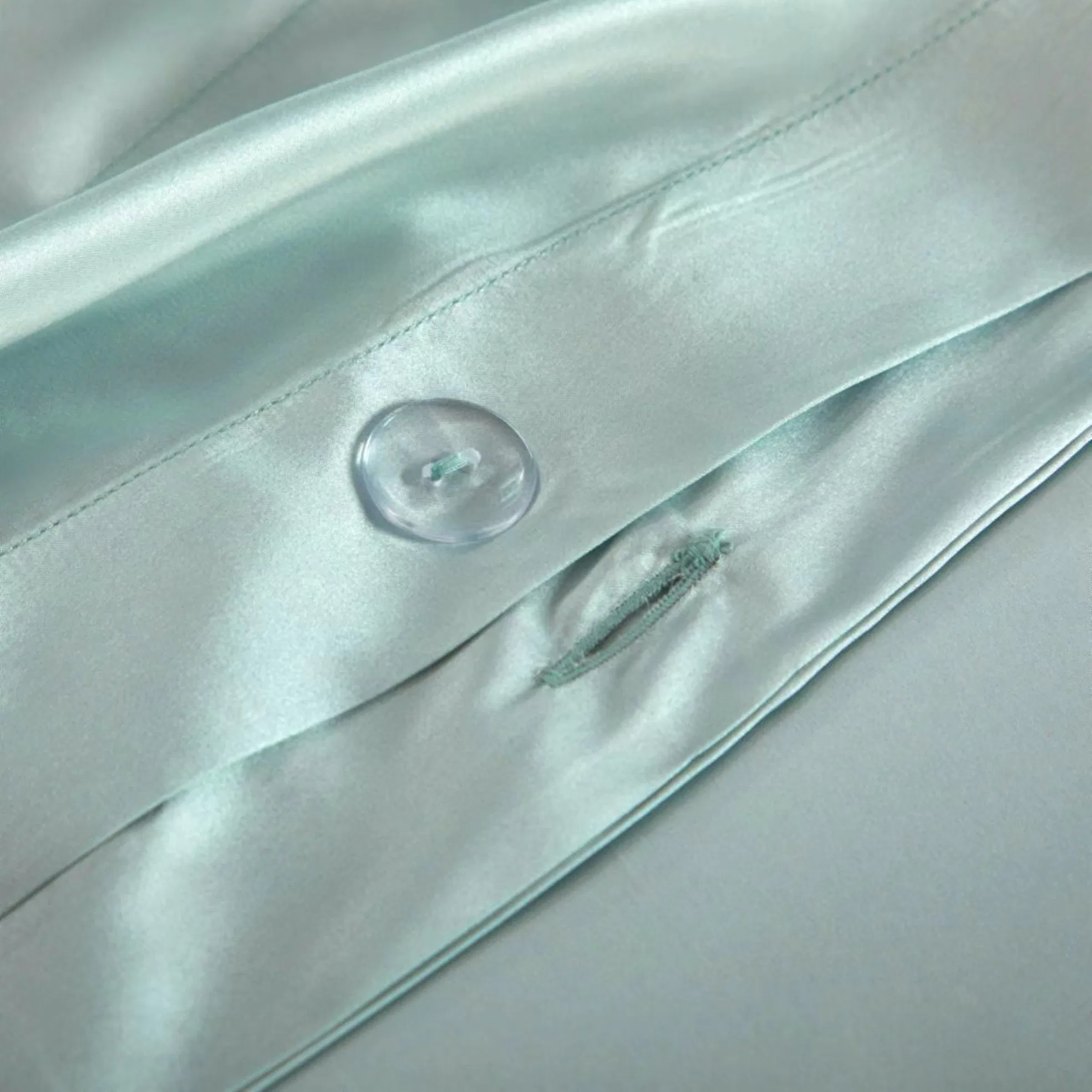 Light Green 100% Mulberry Silk Quilts Duvet Cover Flat Sheet Pillow Case Plain Color Bed Sheets Luxury Custom Four Piece Silky Bed Linen Bedding Set