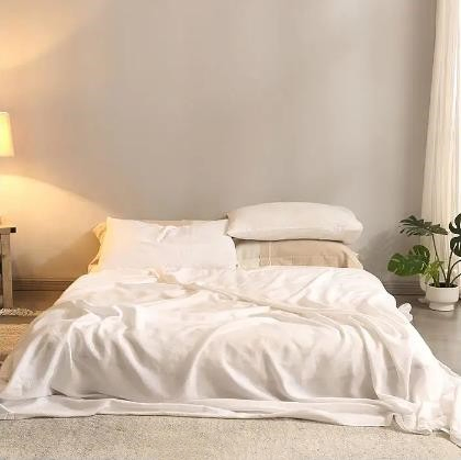 Customized Luxury Pure Linen Bedding Set Natural Color Bed Sheet Set