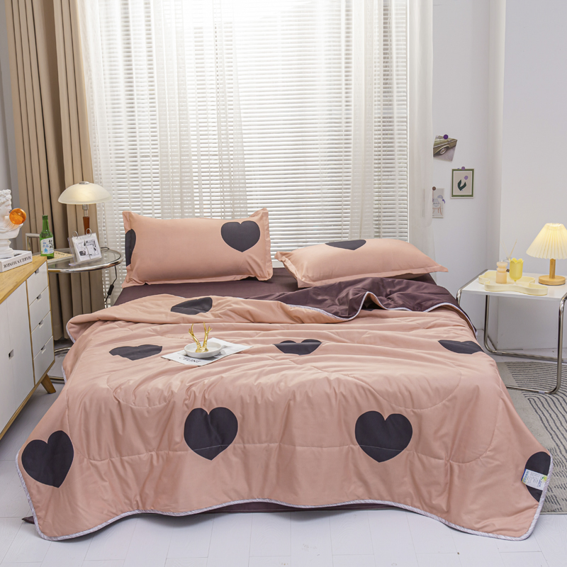 Microfiber Comforter Set Air Conditioning Cushion Bed Sheet Bedding Quilted Summer Poly Fiber Quilt Filling Blanket Printed Quilts