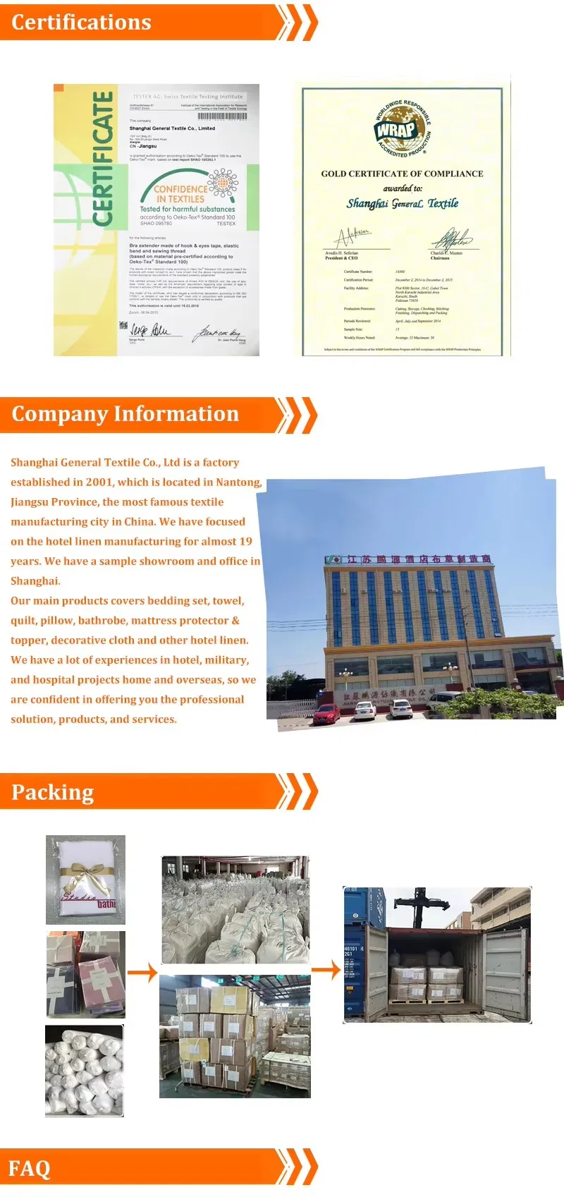 Certification and Shipping Details