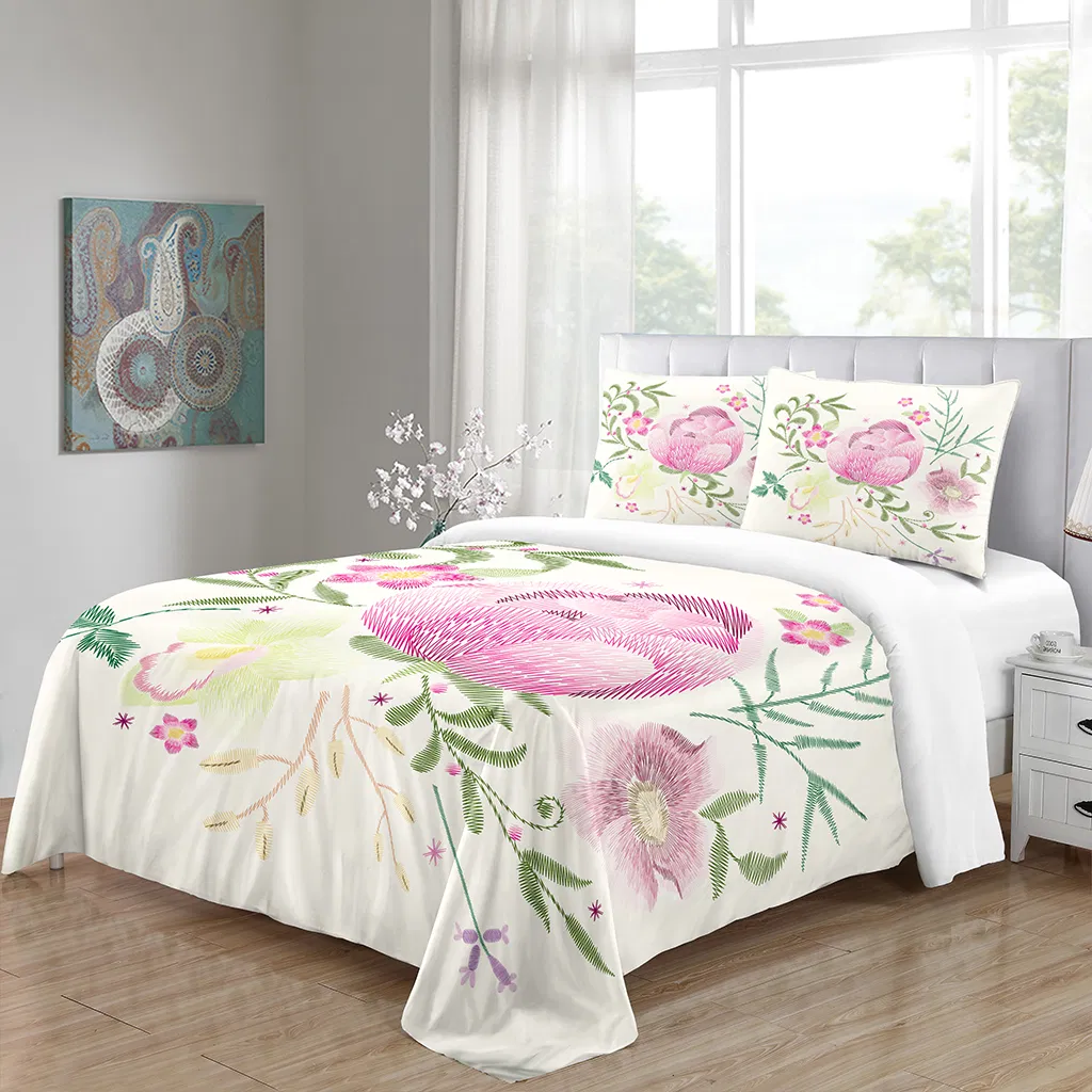 High Quality Bedding Sets, Floral Pattern Botanical Luxury Cotton Printed Floral Sheets