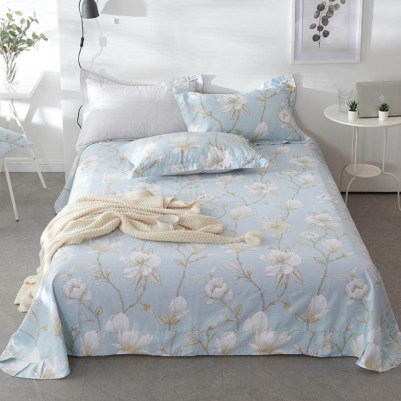 Custom Modern Printed Bed Skirt Bed Cover Home 100% Cotton Queen King Size Flat Bed Sheets