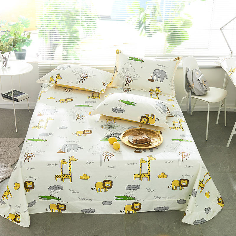 Custom Modern Printed Bed Skirt Bed Cover Home 100% Cotton Queen King Size Flat Bed Sheets
