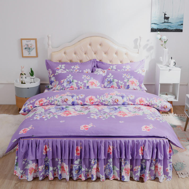 Luxury Printed Queen King Size Bedspread Home Non Slip Fitted Bed Sheets Mattress Cover Bed Skirt