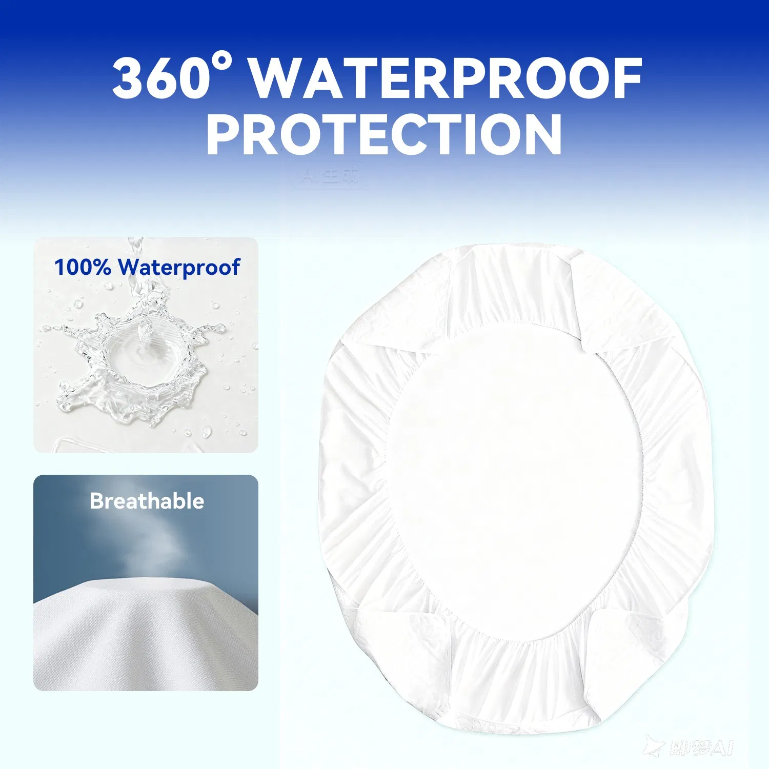 100% Waterproof Mattress Protector-Extra Deep 40 Cm Stretch Skirt-Washable, Anti Allergy