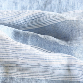 100% French Linen Blue Stripe Jacquard Duvet Cover Bed Linen Flat Fitted Sheet Four Piece Belgian Flax Breathable Bed Sheet Bedding Set