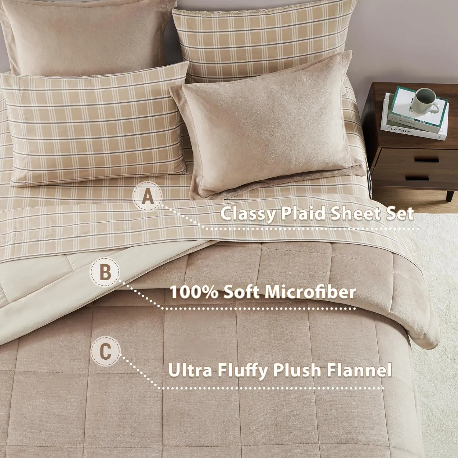 Plush Comforter Set Flannel Velvet Comforter Sets 7 Pieces