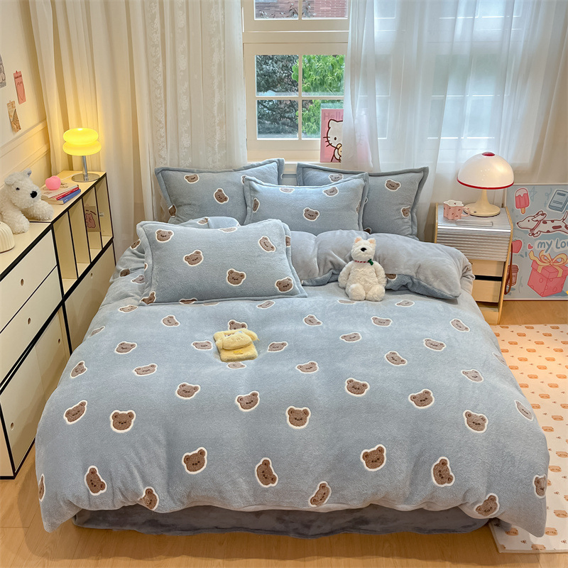 Winter Microfiber Fleece Flannel Bedding Set Cute Kawaii for Toddler Teen Boys
