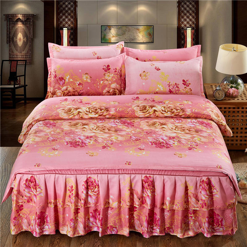 New Design Printed Bed Sheet Cover Home Bedroom Soft Non-Slip Mattress Cover Bed Skirt