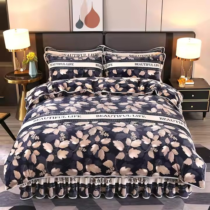 Luxury Brand Washed New Luxury Letter D Bedding Sets Silk-Like European Style Duvet Cover Sets Queen King Size 4-in-1