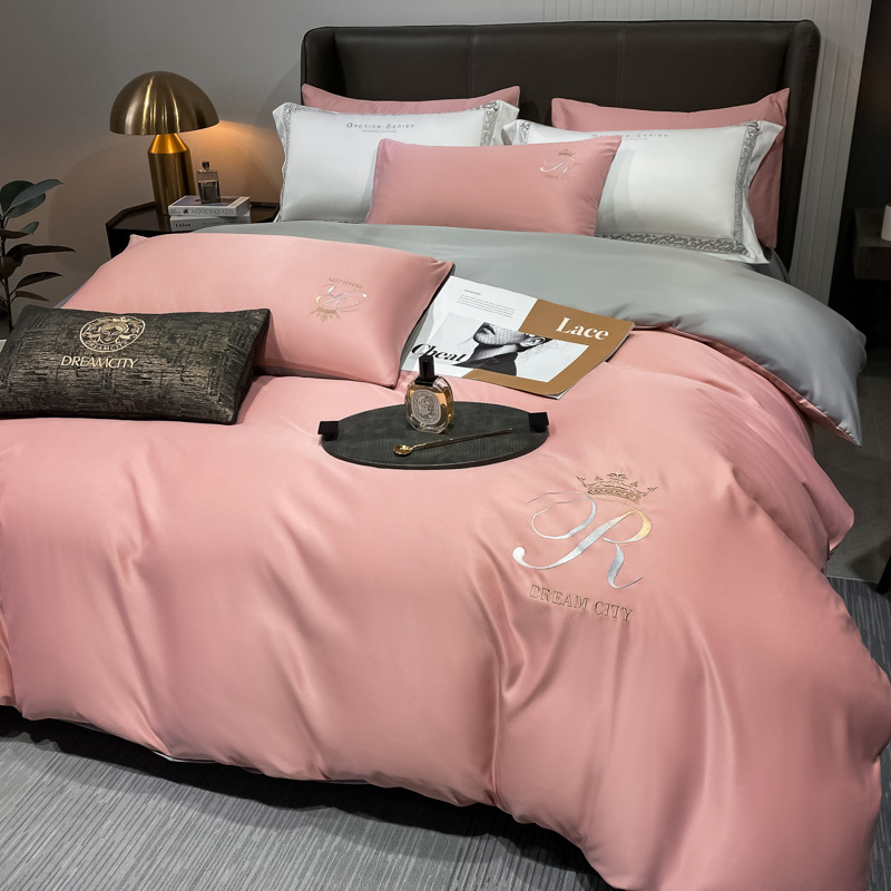 Hot Sale New Design Silk Embroidery Bedding Sets Cotton Bedsheet Bedding Set