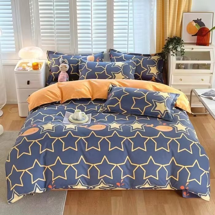 High-End Luxury 4-Piece Bedroom Bedding Set 100% Brushed Printed Cotton Sheets with American Style Anti-Static Feature