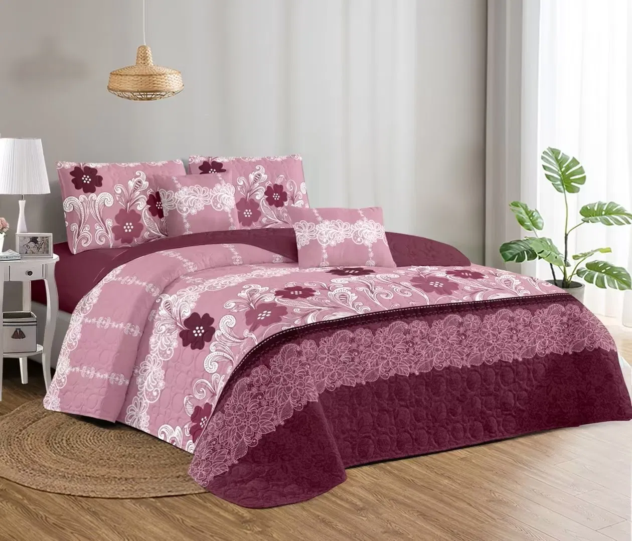 Floral Quilt Set Cotton Bedspread on The Bed 5PCS Print Coverlet Cover Queen Size Summer Double Blanket for Bed Home