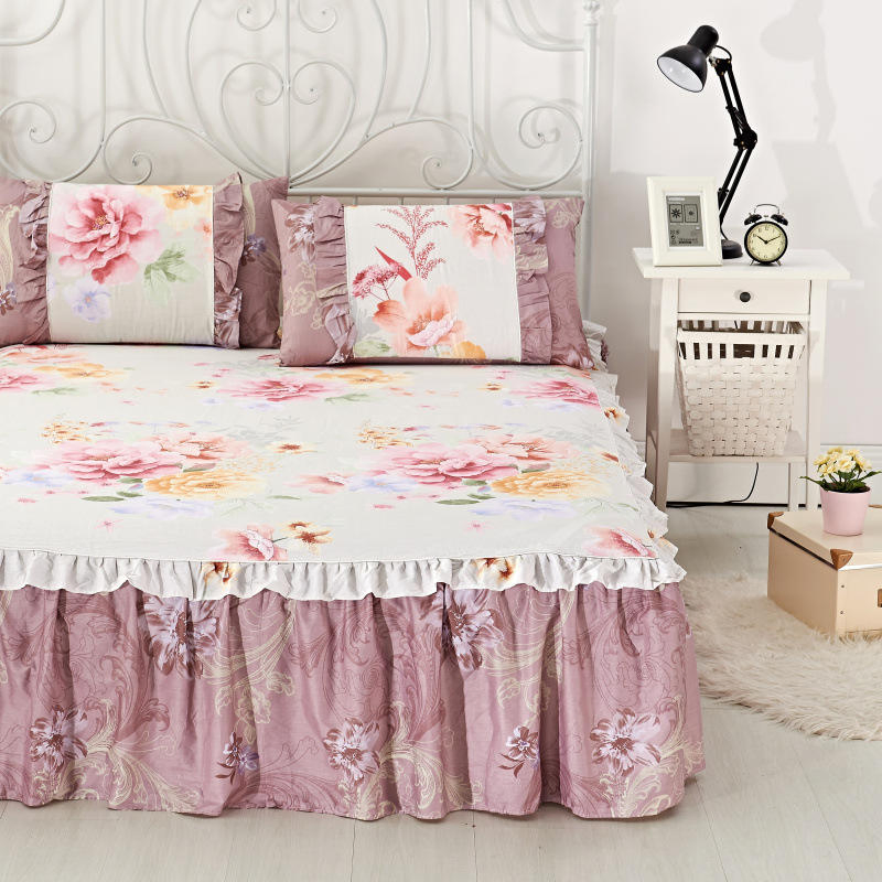 Custom Printed Modern Style Bed Skirt Pure Cotton Twin Queen King Size Bed Cover for Home