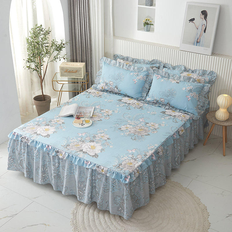 Hot Sale 100% Cotton Bedspread Home Non Slip Full Queen King Size Thicken Ruffle Bed Skirt