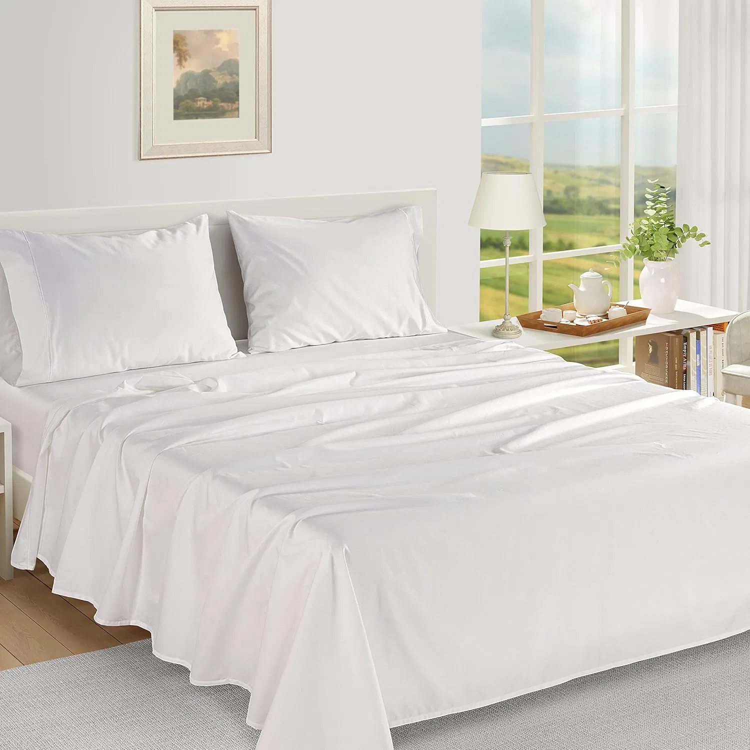 Light Luxury Style Organic Cotton Comforter Set White Bedding Set Hotel Bedding