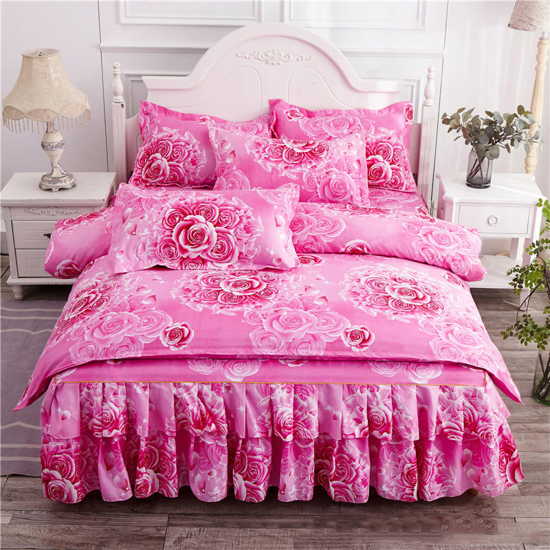 Custom Pattern Design Soft Bedspread Bed Cover Adult Home Polyester Comfortable Bed Skirt