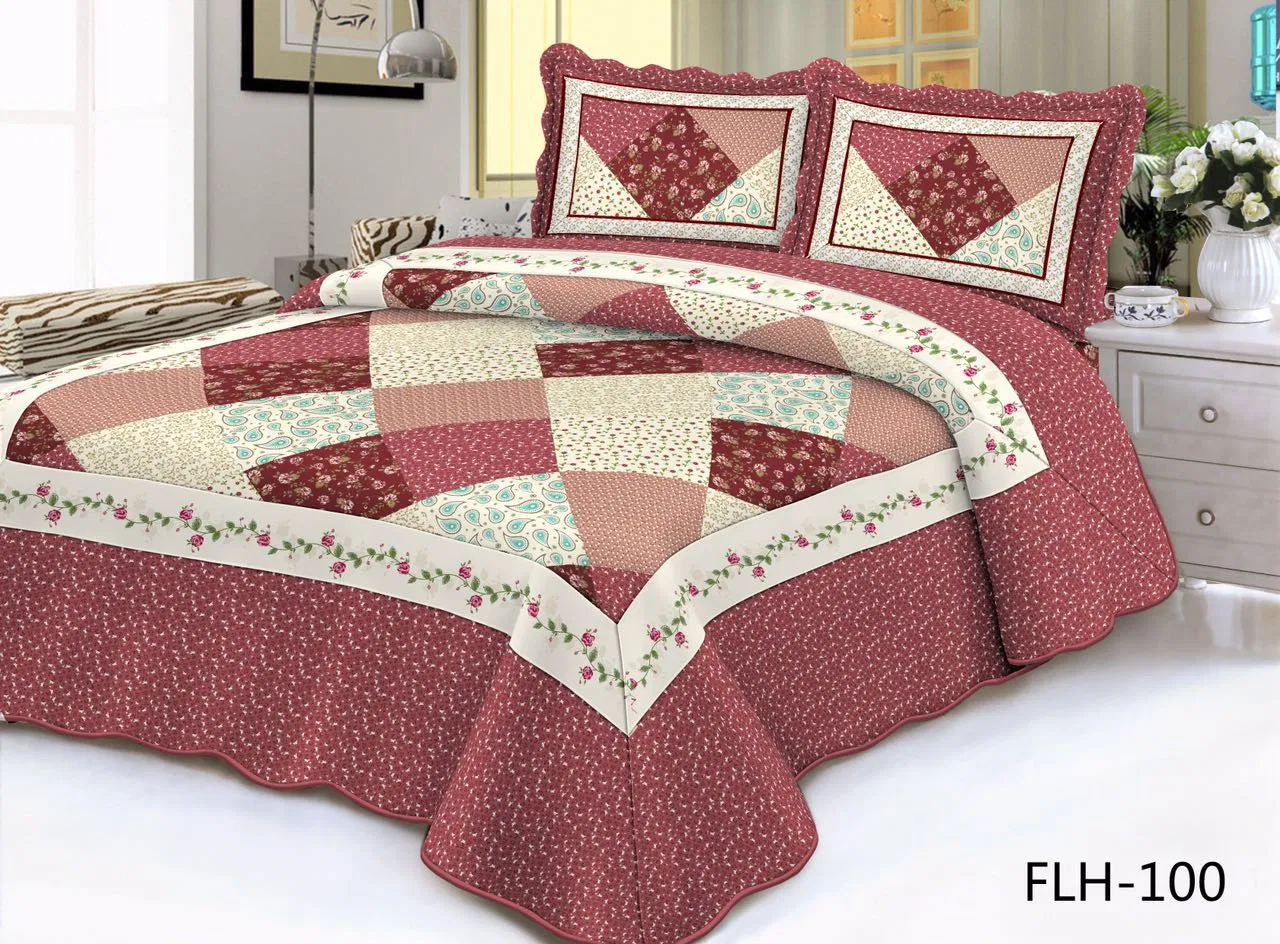 Disperse Printing 3-Piece Include 2 Pillow Shams Patchwork Bedspread Blanket Quilt Set