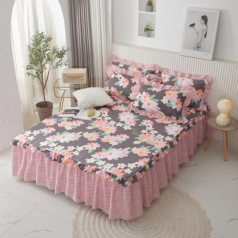 Hot Sale 100% Cotton Bedspread Home Non Slip Full Queen King Size Thicken Ruffle Bed Skirt