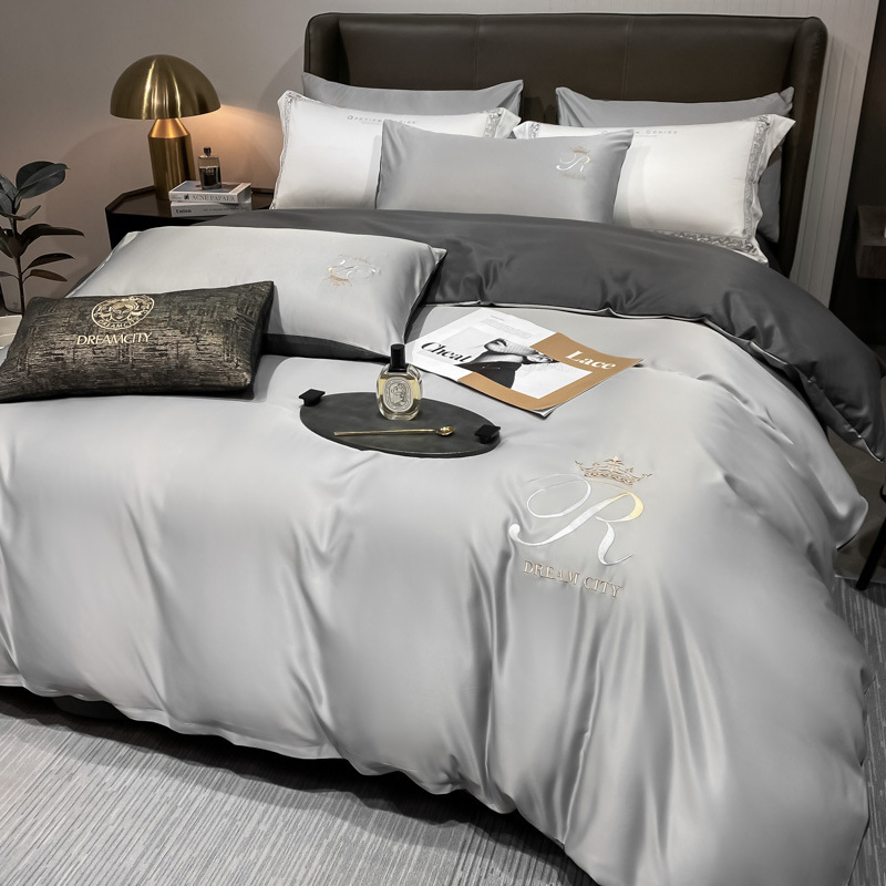 Hot Sale New Design Silk Embroidery Bedding Sets Cotton Bedsheet Bedding Set