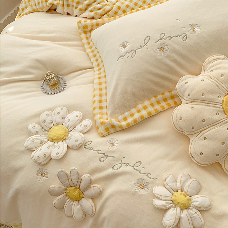 Home Cute Bedding Set Bedspread Duvet Cover Microfiber Bedsheet Fabric