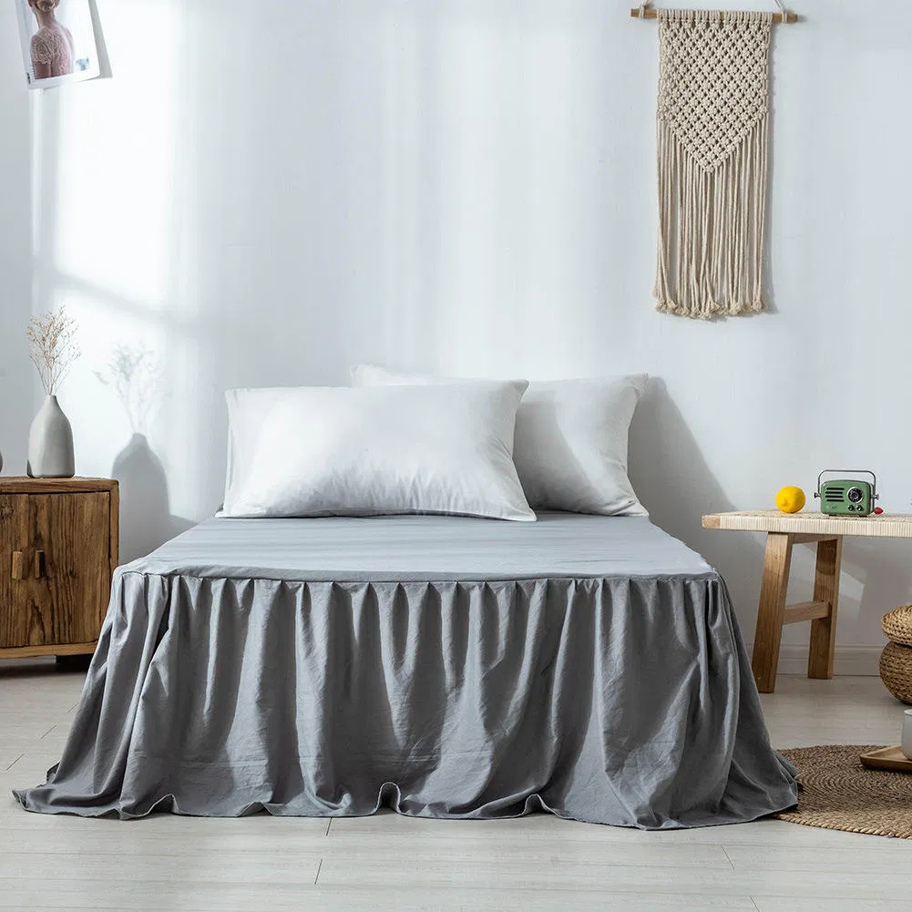 Wholesale Fitted Bed Skirt Polyester Queen Size Breathable Bedroom Bedspread Cover