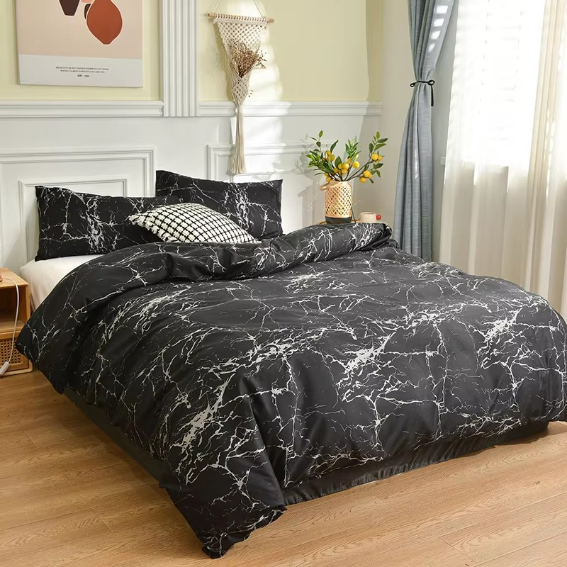 High-End Luxury 4-Piece Bedroom Bedding Set 100% Brushed Printed Cotton Sheets with American Style Anti-Static Feature