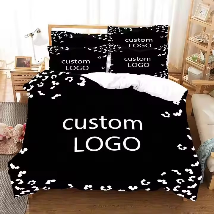 New Luxury Brand Monogram Washed Bedding Sets Queen King Size Silk-Like European Style Vl Duvet Cover Sets 4-in-1