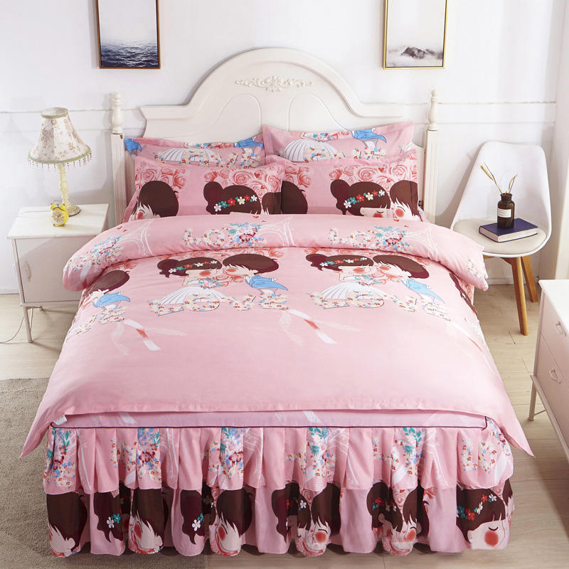 Home Anti Slip Bed Skirt 100% Polyester Queen King Size Elastic Fitted Sheet Bedspread