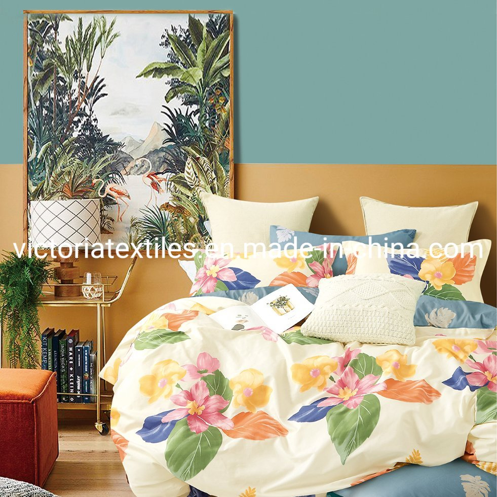 200tc Pigment Printed Bed Quilt Cover Set, Luxury Soft, Cotton Home Blanket Cover Set