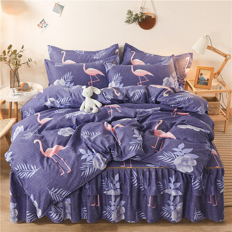 Fashion Soft Anti-Skip Bedspread Bed Skirt Queen King Size Fitted Sheet Cover for Home