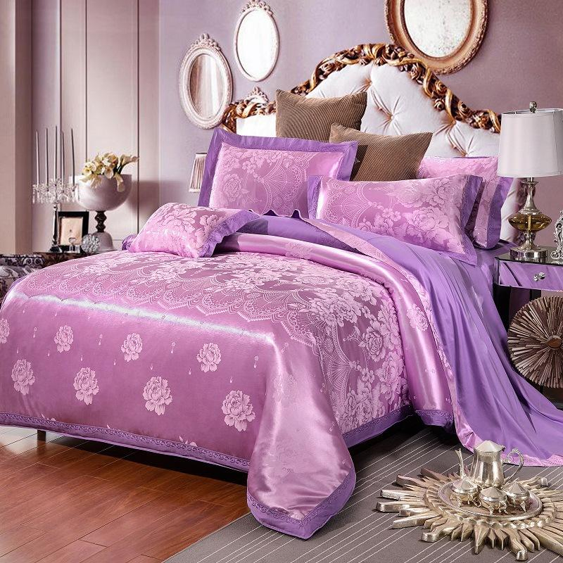 Custom Duvet Cover Set Super King Silk Cotton Jacquard Embroidered Solid Colour Hotel Bedding Set