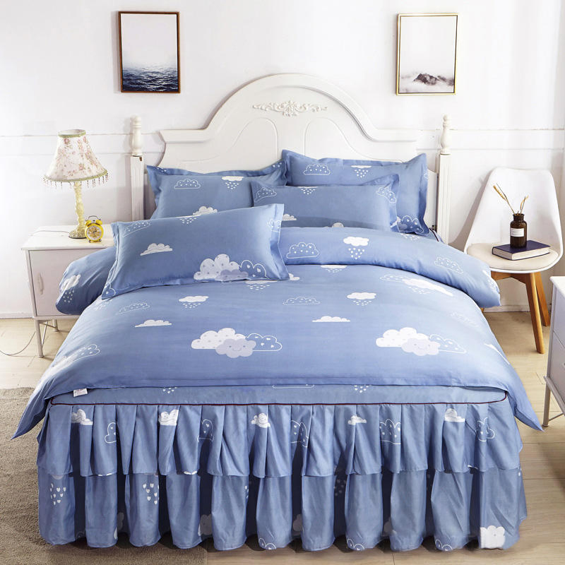 New Design Printed Bed Sheet Cover Home Bedroom Soft Non-Slip Mattress Cover Bed Skirt