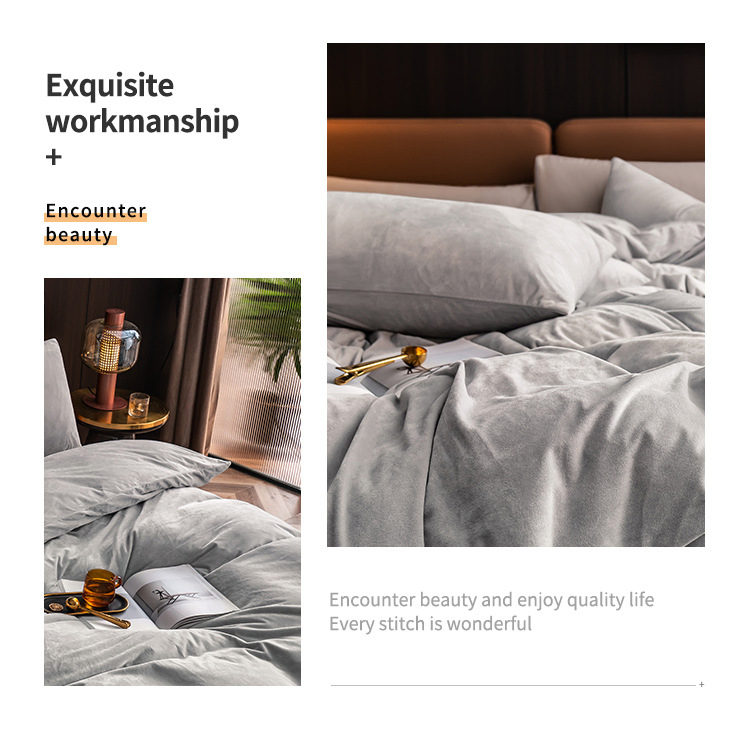 Mink Velvet Four-Piece Winter Plush Warm Quilt Cover Net Red Crystal Velvet Blanket 4 Four-Piece Set ODM/OEM