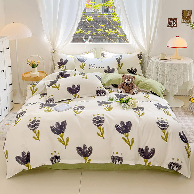 4 Pieces Designer Customized Polyester Home Duvet Cover Sets Bed Sheet Set King Size Bedding Set