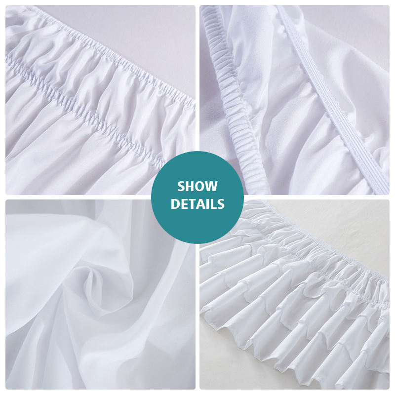 High Quality Bed Skirt Twin Size Household Easy Fit Elastic Dust Ruffle White Bed Skirt Cover