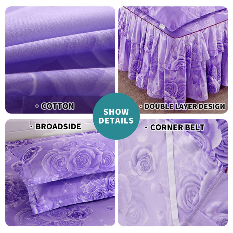 Fashion Soft Anti-Skip Bedspread Bed Skirt Queen King Size Fitted Sheet Cover for Home