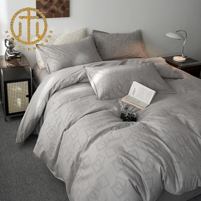 Washed Pure Cotton Quilt Coverlet Sheet and Fitted Sheet Bedding Set