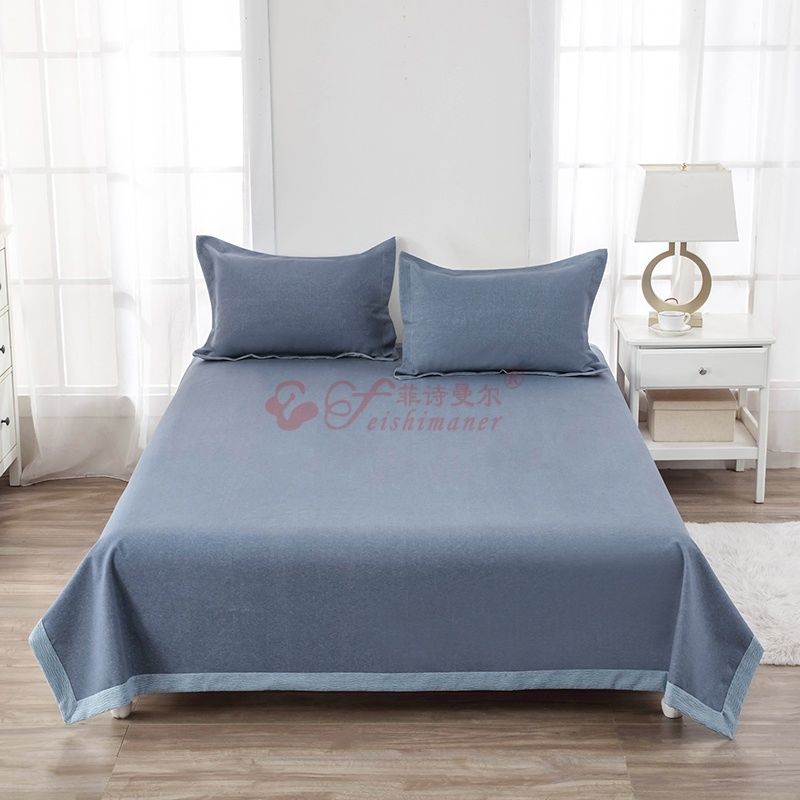 Hemp Linen Bedsheet Super High Density Square Pattern Coverlets Bedding Set