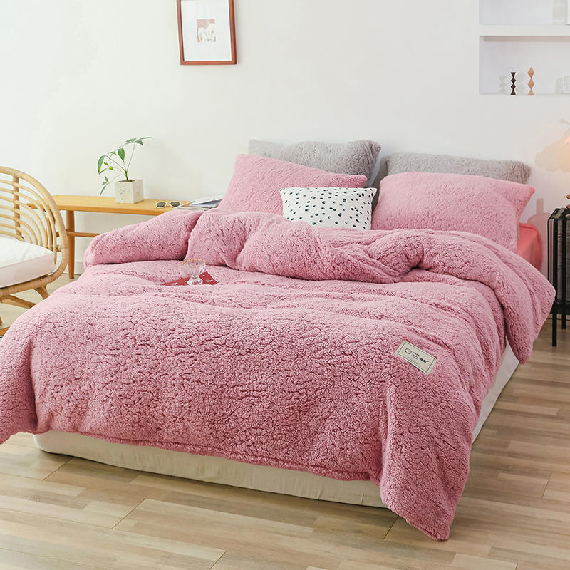 Winter Cashmere Bedding Sets Coral Fleece Flannel Bedding Pure Thickened Villi Quilt Cover Bed Sheet