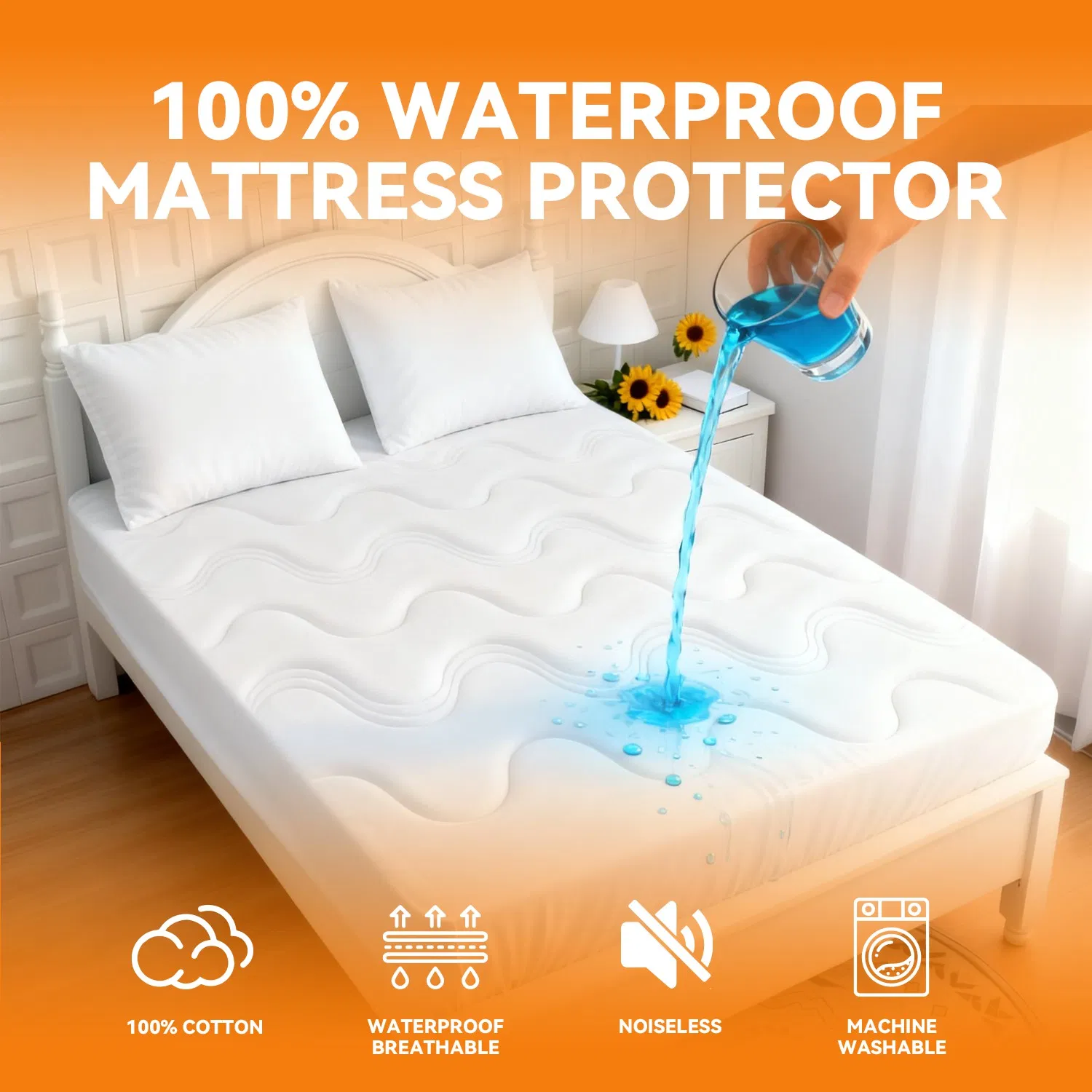 Mattress Bed Protectors &amp; Toppers Pad Cover Deep Fitted Sheet Anti Allergy Breathable