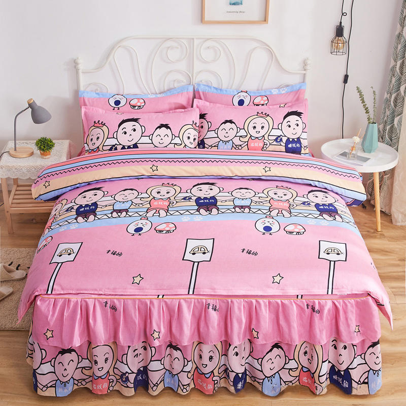 Luxury Printed Queen King Size Bedspread Home Non Slip Fitted Bed Sheets Mattress Cover Bed Skirt