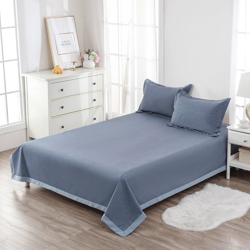 Hemp Linen Bedsheet Super High Density Square Pattern Coverlets Bedding Set